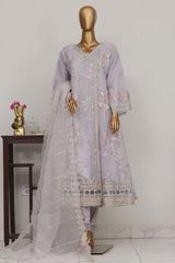 Bin Saeed Stitched 3 Piece Luxury Emb Chiffon Frock Vol-03 Collection-OMS-1678-Mauve