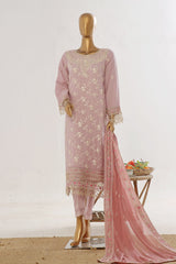 Bin Saeed Stitched 3 Piece Luxury Emb Chiffon Suit-OMSC-1549-T.Pink