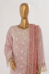 Bin Saeed Stitched 3 Piece Luxury Emb Chiffon Suit-OMSC-1549-T.Pink