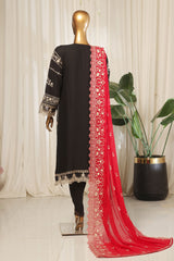 Bin Saeed Stitched 3 Piece Emb Chiffon Suit-OMSC-1788-Black