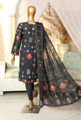 Hz Organic Unstitched 3 Piece Printed Lawn Suit-OPL-17773