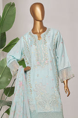 Bin Saeed Stitched 3 Piece Luxury Suit-OWCS-2303-Ferozi