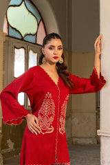 Dhaga Stitched Summer Women Suit-Persimmon
