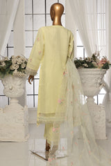 Bin Saeed Stitched 3 Piece Luxury Emb Organza Suit-OWS-1584-Lemon