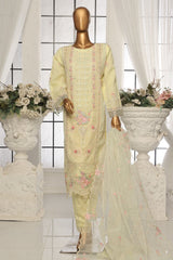 Bin Saeed Stitched 3 Piece Luxury Emb Organza Suit-OWS-1584-Lemon