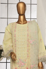 Bin Saeed Stitched 3 Piece Luxury Emb Organza Suit-OWS-1584-Lemon