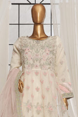 Bin Saeed Stitched 3 Piece Luxury Emb Organza Frock Suit-OWS-1830-White