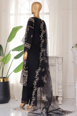 Bin Saeed Stitched 3 Piece Luxury Emb Chiffon Suit-OWS-1896-Black