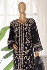 Bin Saeed Stitched 3 Piece Luxury Emb Chiffon Suit-OWS-1896-Black