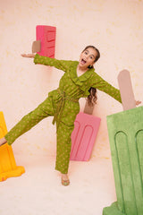 Chambray Cotton Printed Jumpsuit - Wear Ochre