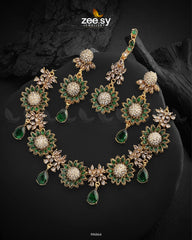 Oleander Necklace Set Green - Zeesy Jewellery