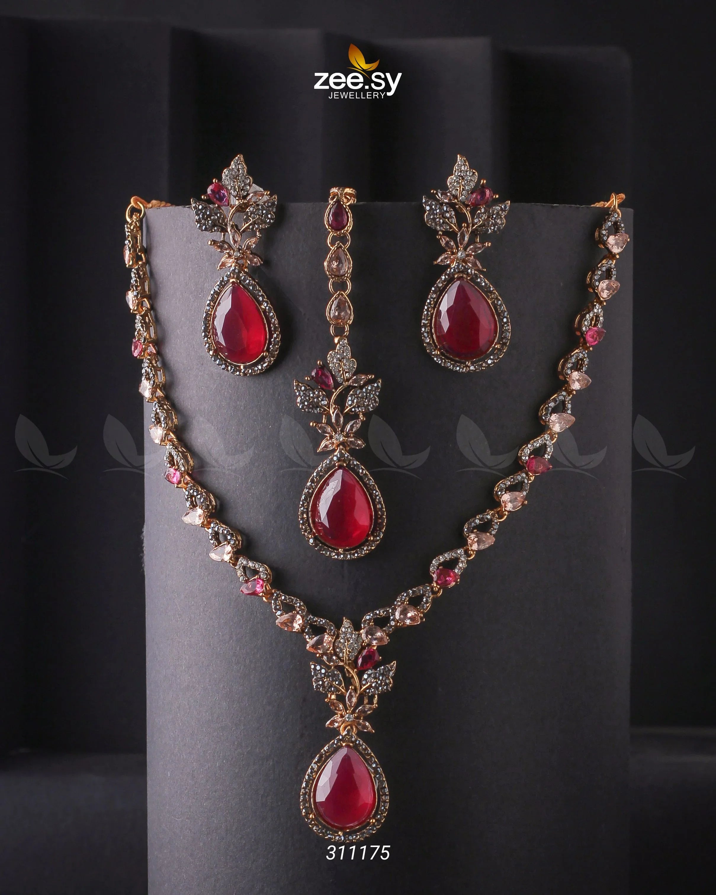 Opal Necklace Set Fuchsia - Zeesy Jewellery