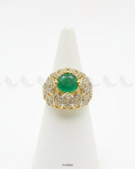 Ornate Dazzling Filigree Dome Ring Emerald Green - Zeesy Jewellery