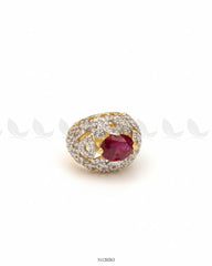 Ornate Dazzling Filigree Dome Ring Ruby - Zeesy Jewellery