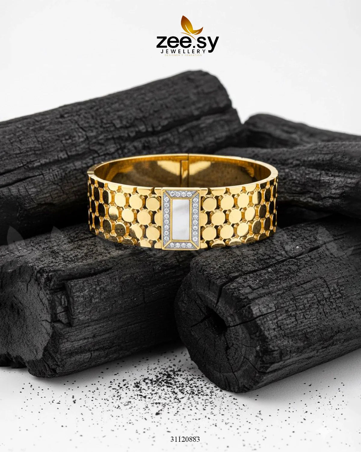 Oval Link Statement Bracelet Golden White - Zeesy Jewellery
