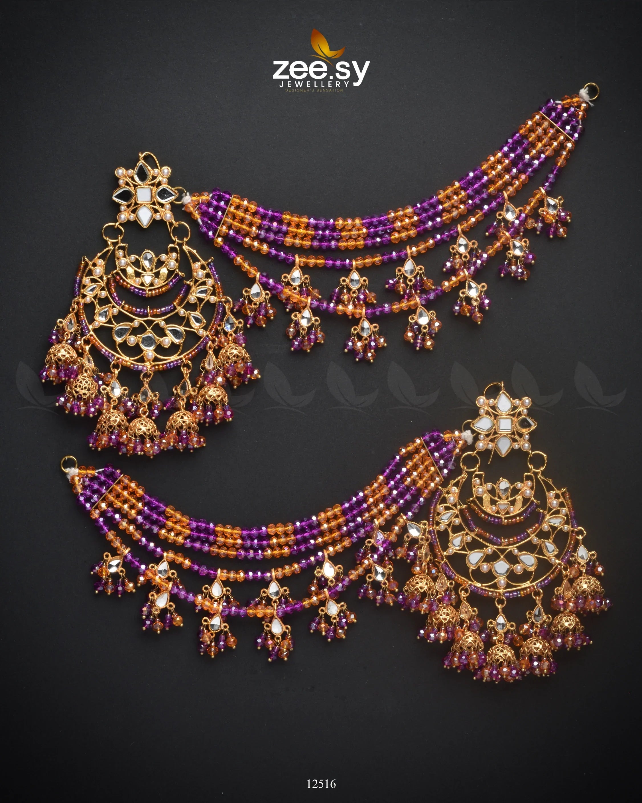 Oxidised Earrings Orange Purple - Zeesy Jewellery