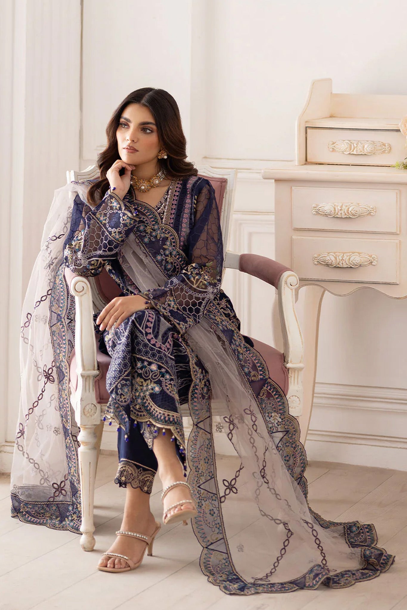 Dastoor by Ramsha Unstitched 3 Piece  Organza Vol-02 Collection'2025-P-202