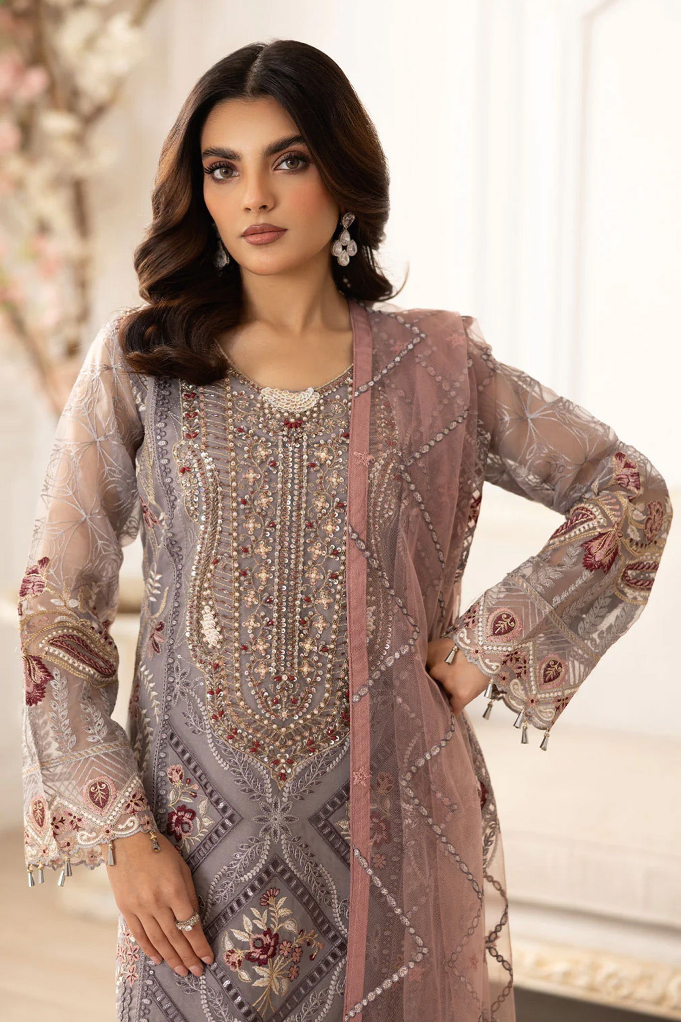 Dastoor by Ramsha Unstitched 3 Piece  Organza Vol-02 Collection'2025-P-205