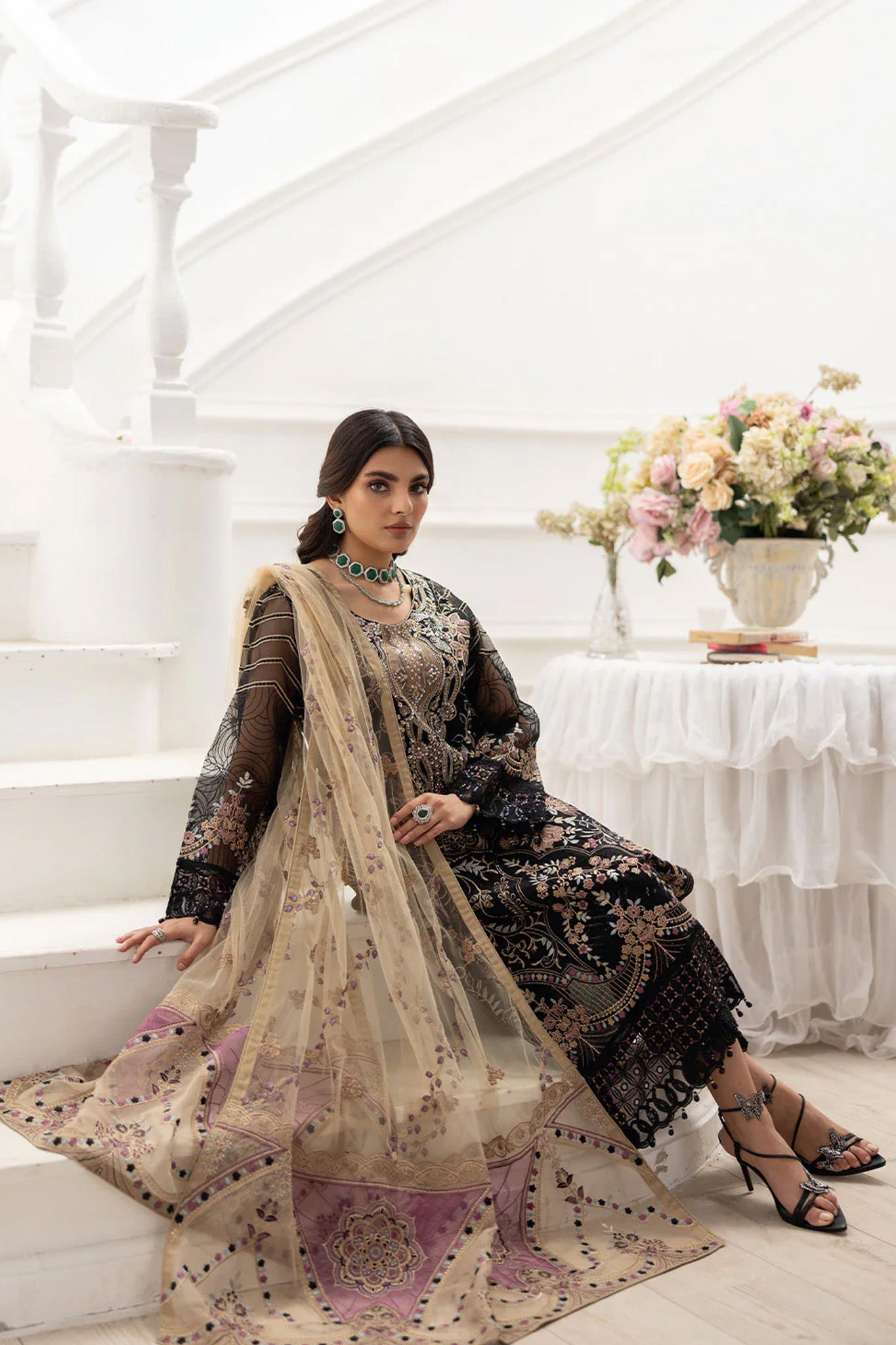 Dastoor by Ramsha Unstitched 3 Piece  Organza Vol-02 Collection'2025-P-206