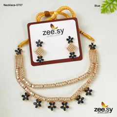 PARTY WEAR NECKLACE-0707 Blue - Zeesy Jewellery