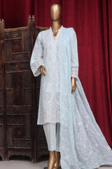 Bin Saeed Stitched 3 Piece Luxury Plain Emb Cotton Vol-03 Collection-PC-1809-Ferozi