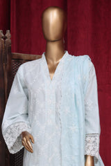 Bin Saeed Stitched 3 Piece Luxury Plain Emb Cotton Vol-03 Collection-PC-1809-Ferozi