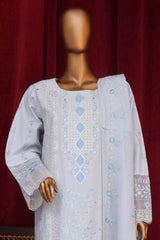 Bin Saeed Stitched 3 Piece Luxury Plain Cotton Vol-01 Collection-PC-28619-White