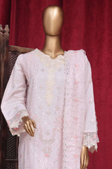 Bin Saeed Stitched 3 Piece Luxury Plain Cotton Vol-01 Collection-PC-28621-Light Pink