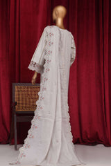 Bin Saeed Stitched 3 Piece Luxury Plain Cotton Vol-01 Collection-PC-28622-Off White