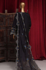Bin Saeed Stitched 3 Piece Luxury Plain Cotton Vol-01 Collection-PC-28623-Black