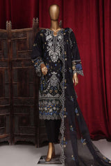Bin Saeed Stitched 3 Piece Luxury Plain Cotton Vol-01 Collection-PC-28623-Black