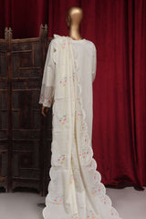 Bin Saeed Stitched 3 Piece Luxury Plain Cotton Vol-01 Collection-PC-28624-Off White