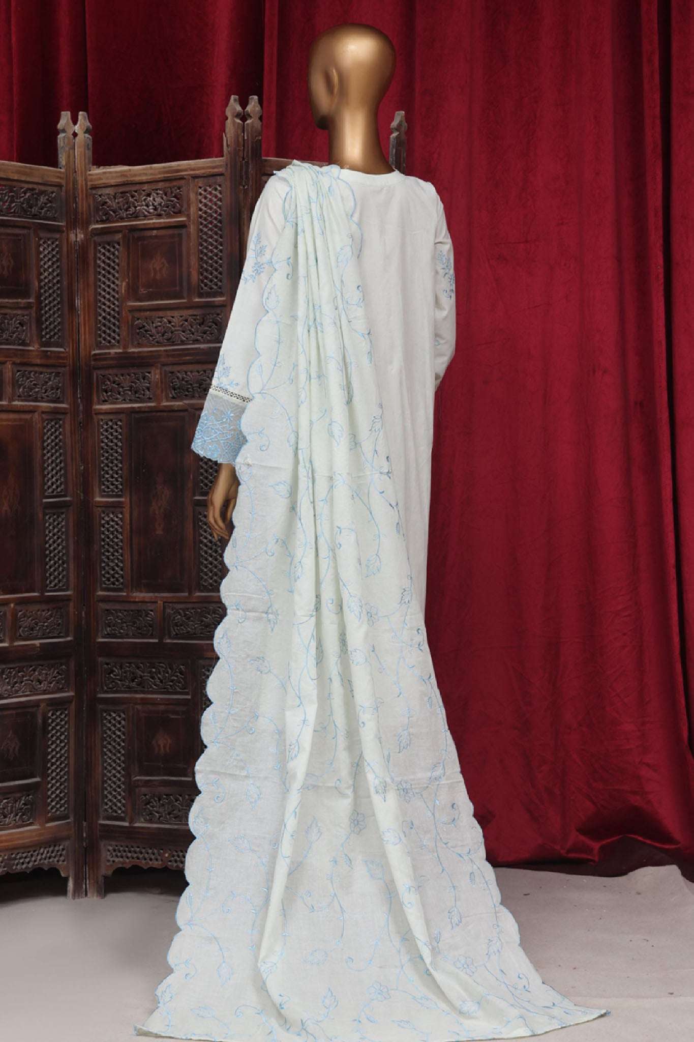 Bin Saeed Stitched 3 Piece Luxury Plain Cotton Vol-01 Collection-PC-28625-White