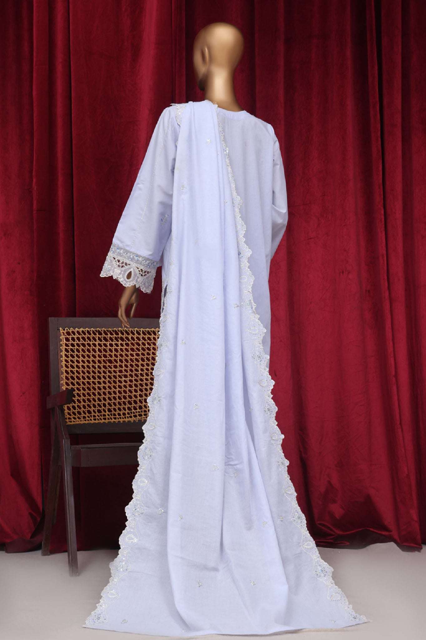 Bin Saeed Stitched 3 Piece Luxury Plain Cotton Vol-01 Collection-PC-28628-Light Grey