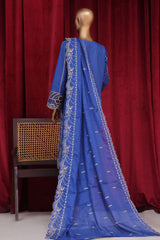 Bin Saeed Stitched 3 Piece Luxury Plain Cotton Vol-01 Collection-PC-28665-Blue