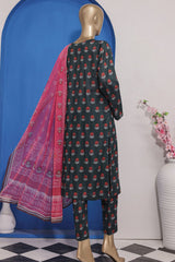HZ Platinum Unstitched 3 Piece Digital Printed Co Ords Suit-PCP-03-B