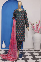 HZ Platinum Unstitched 3 Piece Digital Printed Co Ords Suit-PCP-03-B