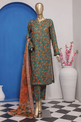 HZ Platinum Unstitched 3 Piece Digital Printed Co Ords Suit-PCP-32