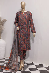 HZ Platinum Unstitched 3 Piece Digital Printed Co Ords Suit-PCP-33