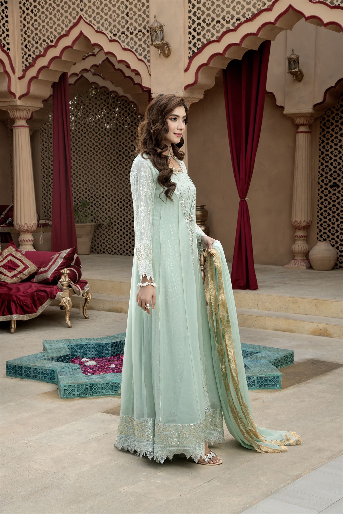 Manahils Stitched Formals Kurti-B-005-Aqua