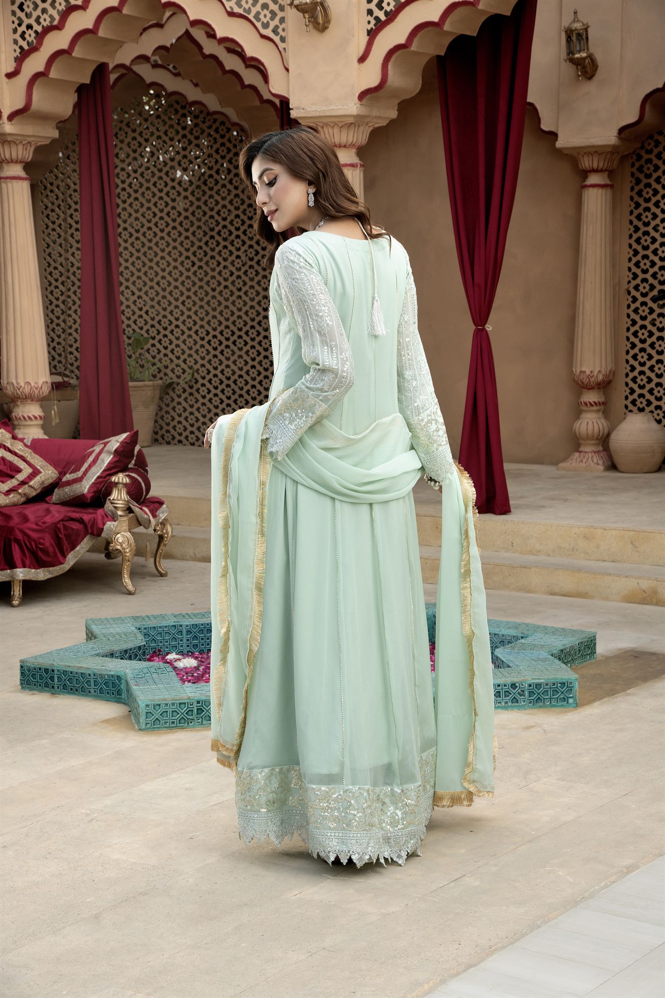 Manahils Stitched Formals Kurti-B-005-Aqua