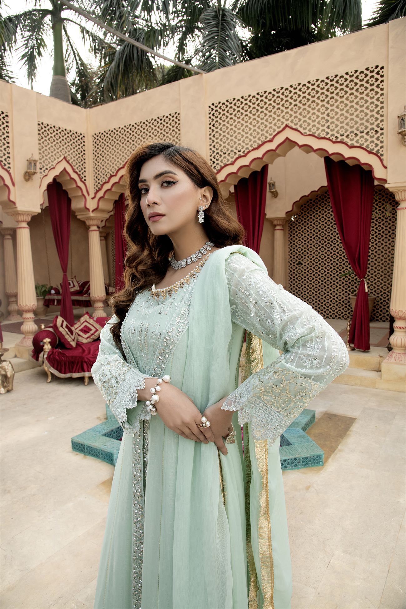 Manahils Stitched Formals Kurti-B-005-Aqua