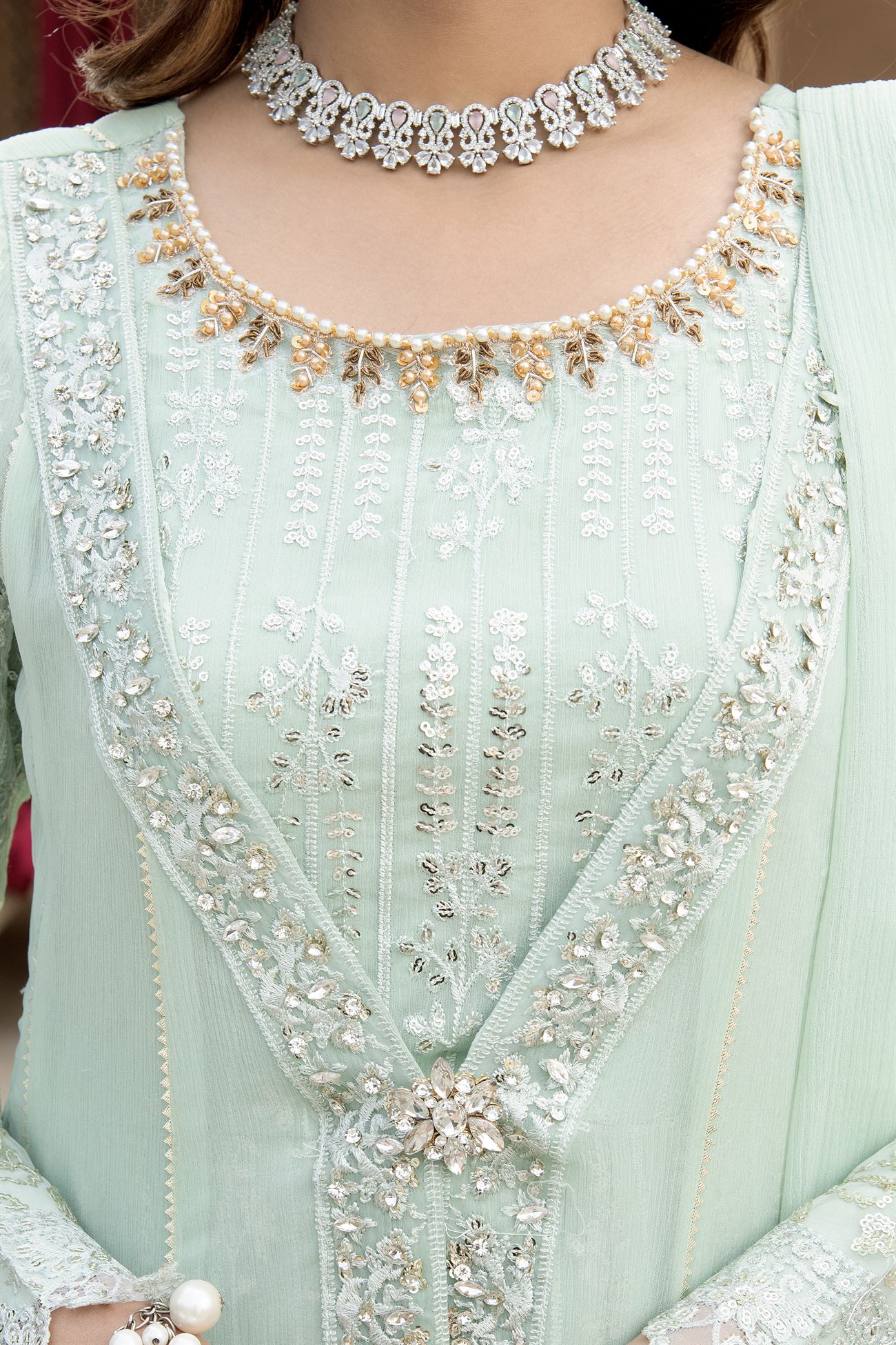 Manahils Stitched Formals Kurti-B-005-Aqua