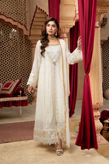 Manahils Stitched Formals Kurti-B-005-Off White