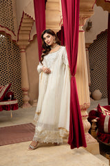 Manahils Stitched Formals Kurti-B-005-Off White