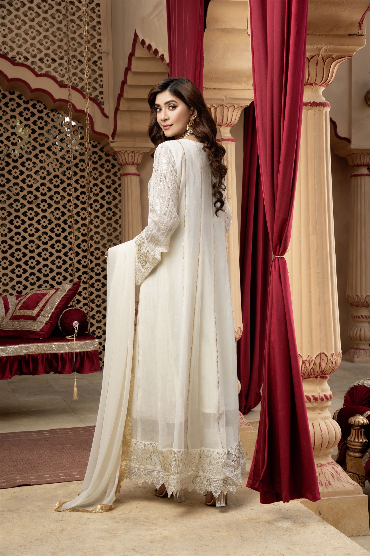 Manahils Stitched Formals Kurti-B-005-Off White