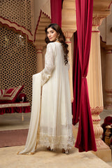 Manahils Stitched Formals Kurti-B-005-Off White