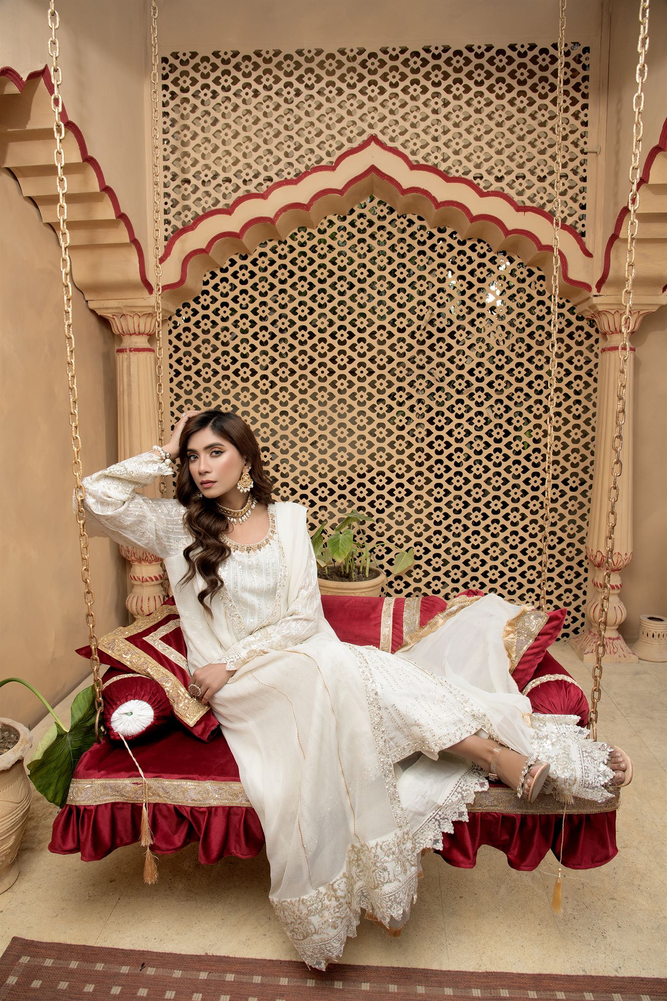 Manahils Stitched Formals Kurti-B-005-Off White