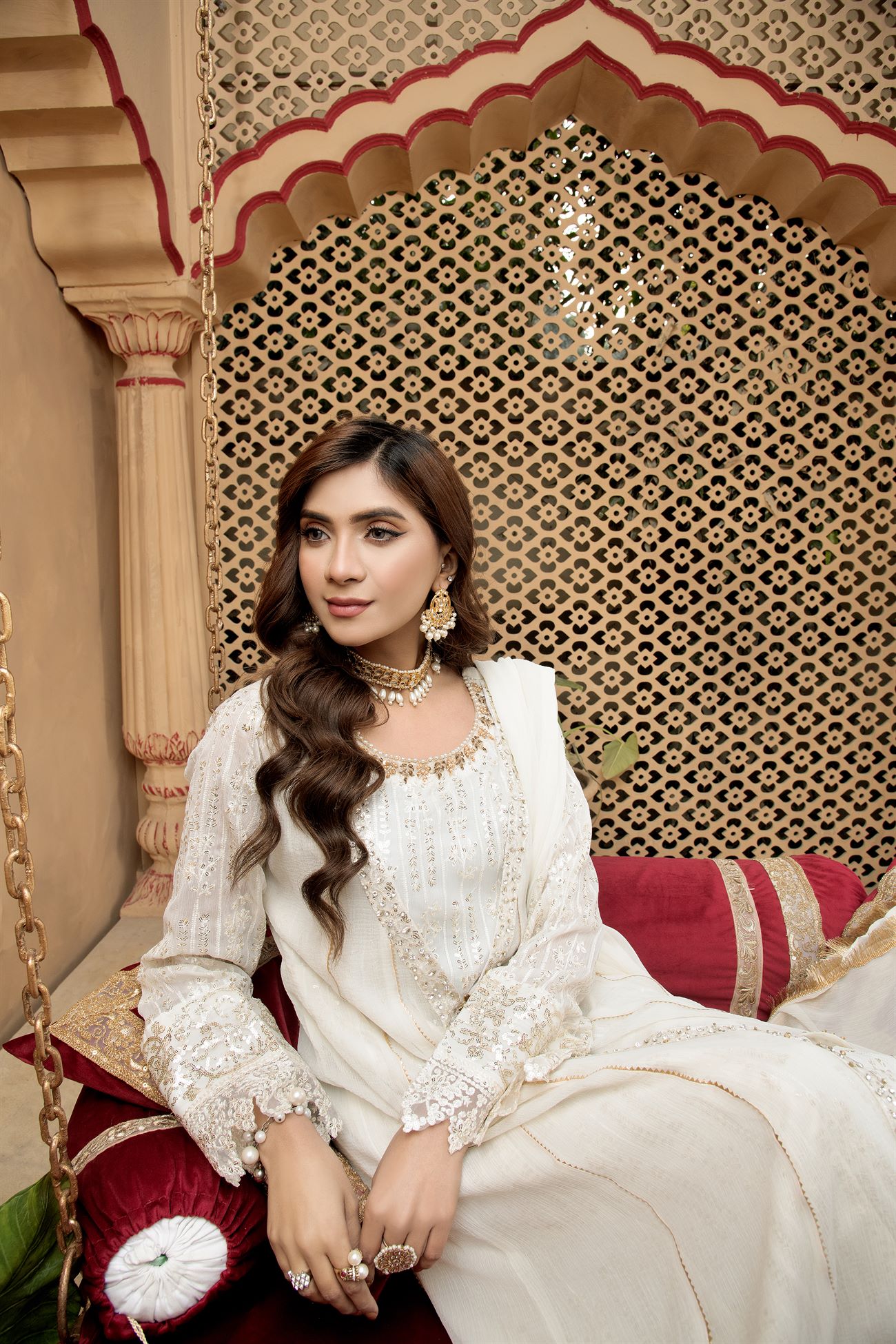 Manahils Stitched Formals Kurti-B-005-Off White