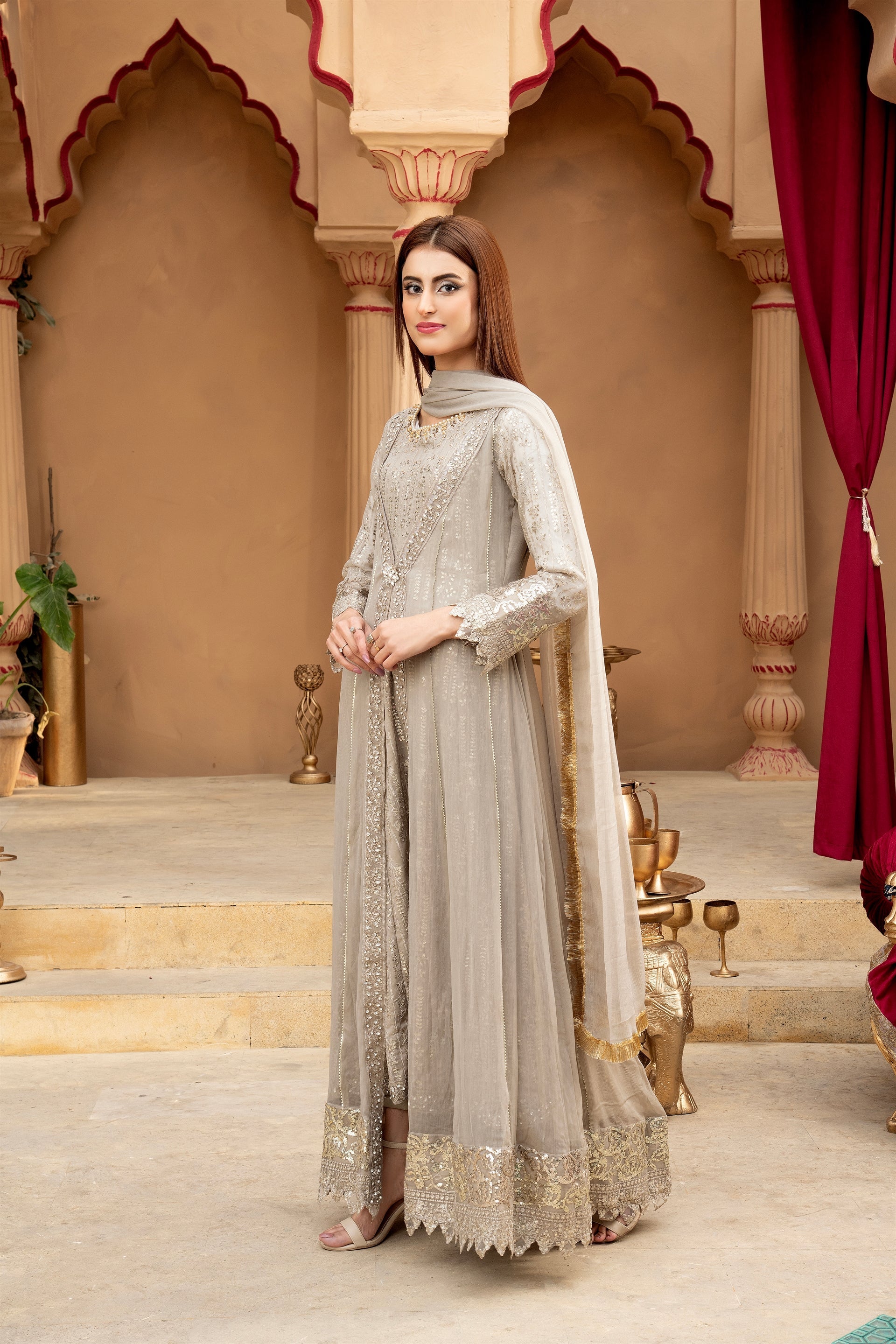 Manahils Stitched Formals Kurti-B-005-Sand